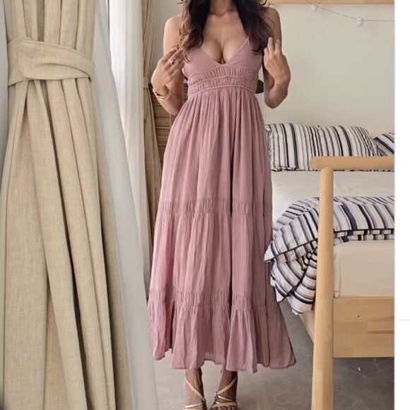 Zara GAUZE MIDI DRESS Pastel pink 0881/320 M L NWT - Picture 9 of 12